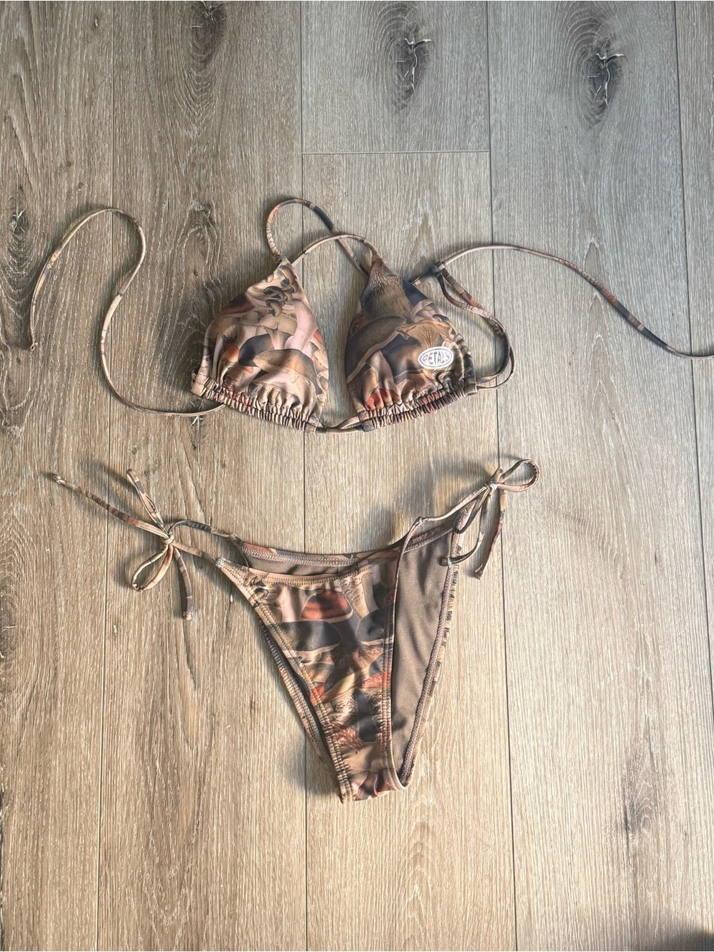 Petals and Peacocks Mushroom Garden Cheeky Bikini
